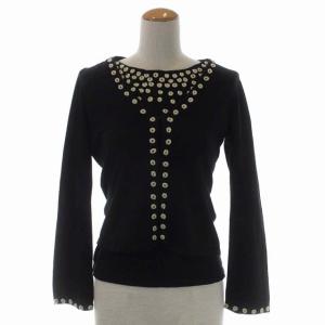 ニット アンサンブル カーディガン セーター 長袖 刺繍 Vネック M L 黒 白 ブラック ホワイト