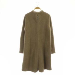 フェレットニットロングカーディガン 長袖 スタンドカラー ウール M モカ