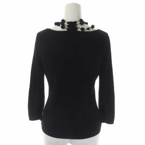 SYBILLA モチーフ付き ニット セーター プルオーバー ウール混 七分袖 M 黒 ブラック