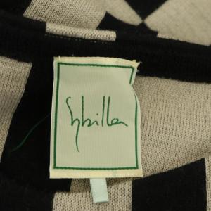 SYBILLA ニットワンピース 膝丈 長袖 クルーネック 総柄 ウール M 黒 ブラック ベージュ