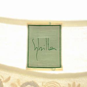 SYBILLA 刺繍ニット セーター 長袖 ボートネック プルオーバー ウール M アイボリー ライトグレー ライトベージュ