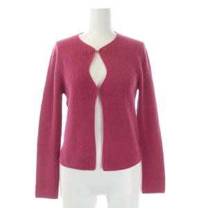 リブ ニット カーディガン 長袖 M ピンク