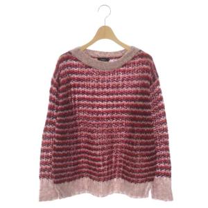 アルパカニット セーター 長袖 S ピンク 赤 ボルドー レッド