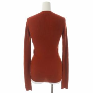 Theory ウール クルーネック ニット セーター リブ プルオーバー 長袖 S ダークオレンジ
