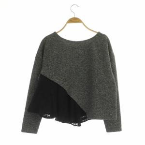 GRACE CONTINENTAL カットソー トップス 長袖 プルオーバー レース切替 クルーネック 36 黒 ブラック