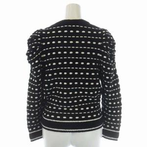 GRACE CONTINENTAL 22AW タックギャザーニットトップス セーター パワーショルダー 長袖 プルオーバー 36 黒 白 ブラック ホワイト