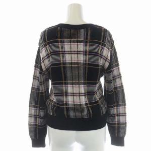 GRACE CONTINENTAL 22SS セットアップ 上下 チェックニットトップ チェックニットスカート カットソー 長袖 ロング タイト 36 黒 白