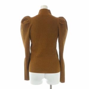 alice + olivia ラメ混パワーショルダーハイネックニット セーター 長袖 S/P 茶 ブラウン