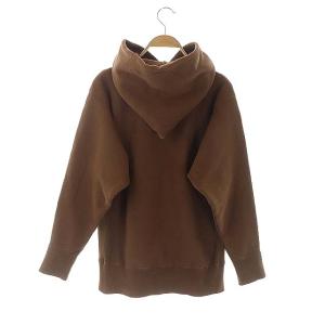 ATON スウェットパーカー 長袖 ロゴ刺繍入り ガーメントダイ プルオーバー CACAO  02 茶 ブラウン