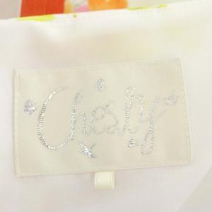 Chesty 花柄ワンピース ノースリーブ フレア ギャザー 膝丈 ボートネック 1 白 ホワイト マルチカラー