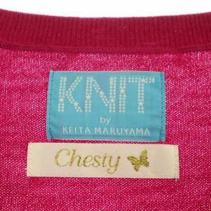 Chesty KNIT by KEITA MARUYAMA アクリルパーツ付きカーディガン ニット 長袖 ビーズ装 F マゼンタ ラズベリー