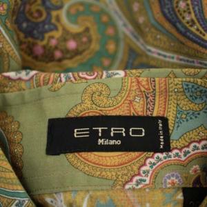 ETRO シャツ ペイズリー ブラウス 長袖 前開き 38 緑 青 白 マルチカラー