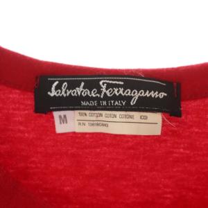 Salvatore Ferragamo ロゴ Tシャツ カットソー 半袖 クルーネック M 赤 レッド ベージュ