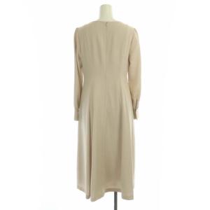 ANAYI 21AW ストレッチクロスフレアワンピース ロング 長袖 36 ベージュ