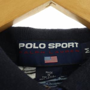 POLO SPORT RALPH LAUREN ポロシャツ 総柄 半袖 M 紺 ネイビー