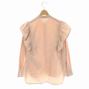 Drawer コットンギャザー フリル比翼ブラウス シャツ 長袖 36 ライトピンク