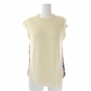 PAUL SMITH PS 花柄切替 ニットアンサンブル カーディガン 長袖 ノースリーブカットソー ウール混 L M アイボリー マルチカラー