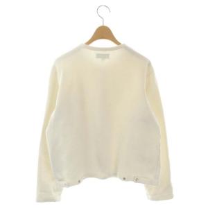 agnes b. スウェットカーディガン クルーネック 長袖 裏起毛 スナップボタン 3 オフホワイト