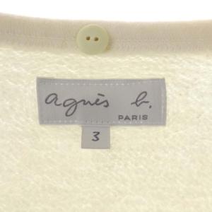agnes b. スウェットカーディガン クルーネック 長袖 裏起毛 スナップボタン 3 オフホワイト