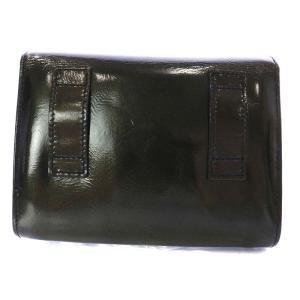 Salvatore Ferragamo ショルダーバッグ ミニ ヴァラ リボンモチーフ チェーン エナメル ダークカーキ AQ213202