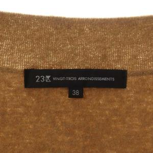 23区 vingt-trois 21AW ボイルドウール 深V ニット セーター 長袖 チュニック丈 プルオーバー 38 茶 ブラウン