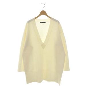 vingt-trois 21AW ボイルドウール 深V ニット セーター 長袖 チュニック丈 38 白 ホワイト