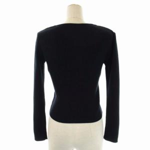 René ビジュー リブニット カーディガン パール 長袖 ジップアップ 34 濃紺 ダークネイビー 6012370