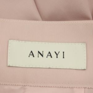ANAYI 22SS ポリエステルストレッチタック スカート フレア ロング 34 ピンク