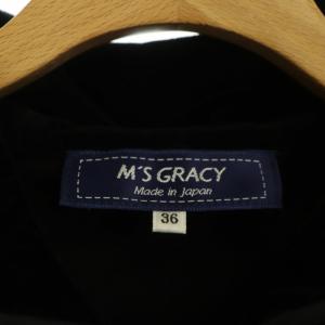 M'S GRACY ベロアフリルジップパーカー 長袖 フード コットン 36 黒 ブラック 114508