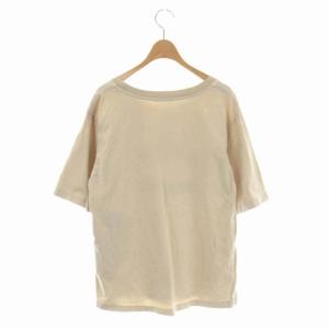 Deuxieme Classe ヴィンテージ加工 プリントTシャツ カットソー 五分袖 プルオーバー ベージュ