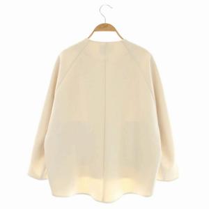 ANAYI 23SS コットンオックスショートジャケット ノーカラー ジップアップ クルーネック 薄手 34 アイボリー