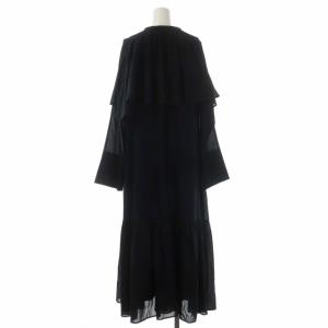 ADORE 23SS シフォンドビーワンピース ロング ティアード ノースリーブ ボレロ 38 ブラック