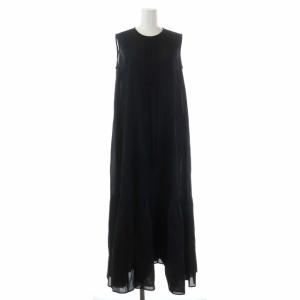 ADORE 23SS シフォンドビーワンピース ロング ティアード ノースリーブ ボレロ 38 ブラック