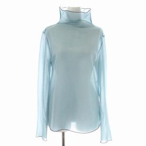 23SS シアージャージーカットソー 長袖 ハイネック プルオーバー 38 ライトブルー 黒 ブラック