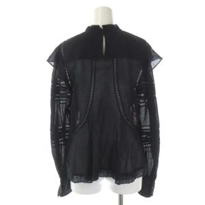ISABEL MARANT ETOILE VIVIANA コットンレース フリル ブラウス 長袖 プルオーバー シアー 38 黒 ブラック