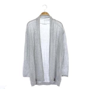 レーヨンコットンノーボタンカーディガン ニット 長袖 ミドル グレー