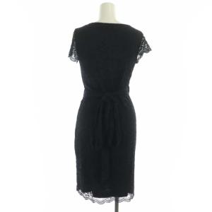 DIANE von FURSTENBERG レースラップワンピース フレンチスリーブ ミニ スカラップ 2 紺 ネイビー