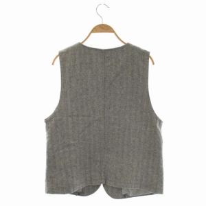 nest Robe リネン シルク混 ヘリンボーン ベスト ジレ 前開き グレー