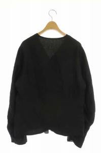 HAVERSACK リネン シルク ノーカラー リバーシブル ジャケット シングル M 黒 白 ブラック ホワイト