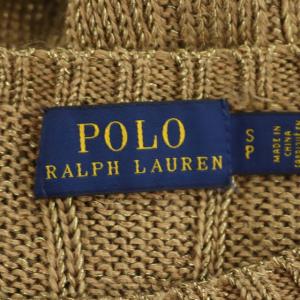 POLO RALPH LAUREN ケーブルニット セーター 長袖 クルーネック ラメ プルオーバー ロゴ刺繍 SP ベージュ