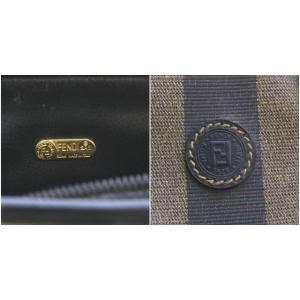 FENDI ボストンバッグ ミニ ハンド ぺカン柄 ストライプ  PVC レザー ベージュ ブラック