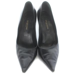 Sergio Rossi パンプス ポインテッドトゥ レザー ピンヒール 37 24cm 黒 ブラック