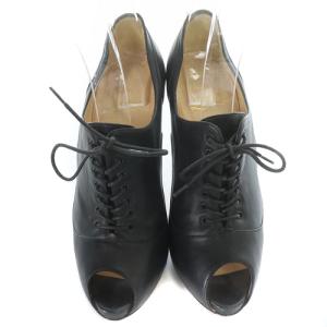 Christian Louboutin パンプス オープントゥ ピンヒール ブーティ 37 24cm 黒 ブラック