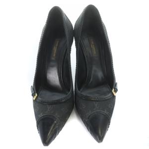 LOUIS VUITTON パンプス ベルト ピンヒール レザー ポインテッドトゥ 37 23.5cm 黒 ブラック
