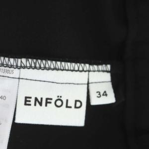 ENFOLD 22SS PEライトジョーゼットTROUSERSパンツ ゴム テーパード イージー 34 黒 ブラック