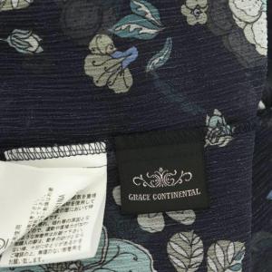 GRACE CONTINENTAL 22SS サラサプリントフレアスリーブトップ ブラウス プルオーバー 長袖 36 紺 ネイビー