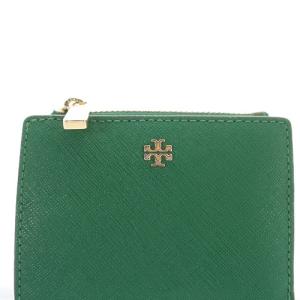 TORY BURCH コンパクトウォレット 二つ折り 財布 レザー  ロゴ 緑 グリーン
