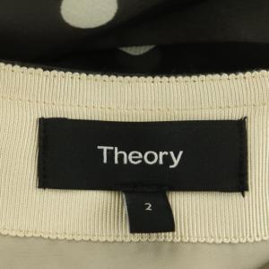 Theory POLKA DOT SILK/VOLUME SKIRT FL シルクドットフレアスカート ロング 2 黒 ブラック オフホワイト