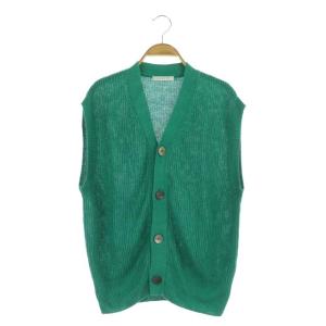 22SS リネン Vネックベスト 前開き F 緑 グリーン