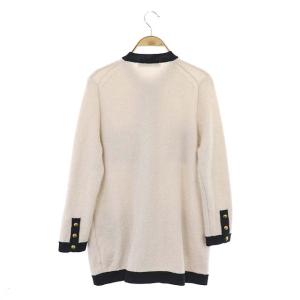 ESTNATION 21AW ブークレニットカーディガン ジャケット 長袖 クルーネック 金ボタン F ライトベージュ 黒 ブラック